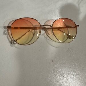 Retro Gold Round Gradient Sunglasses